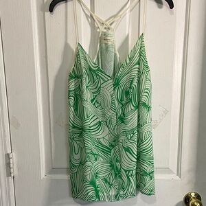 Anthropologie Green and White Swirl Camisole